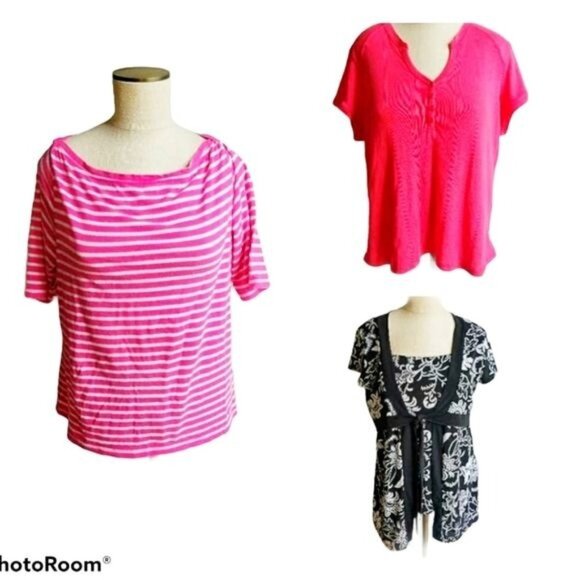 3 Shirt Tops Tommy Hilfiger Boat Neck Blouse WOMEN'S WOMAN'S EXTRA LARGE - Picture 1 of 4